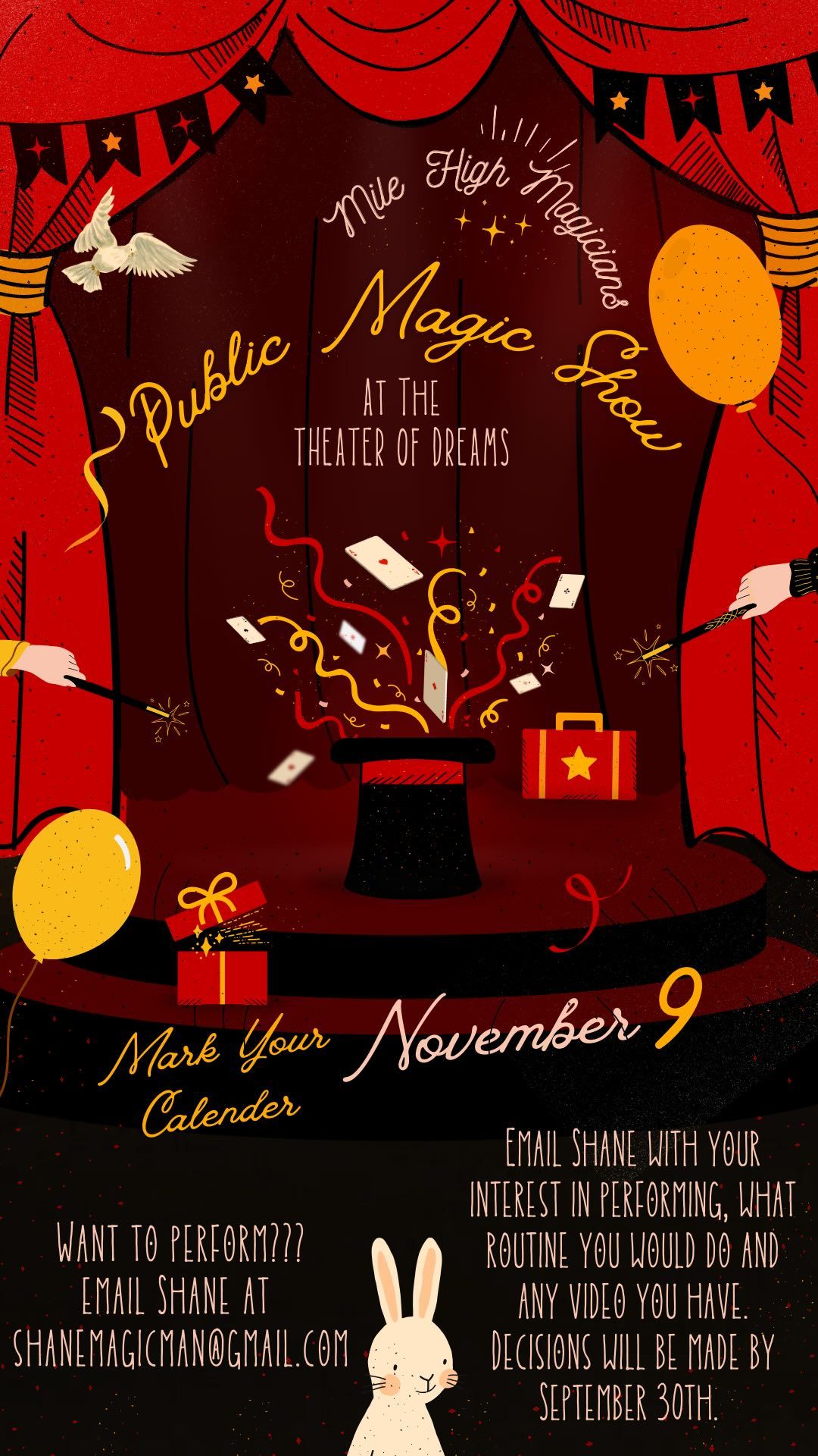 November 9 Public Magic Show in Castle rock